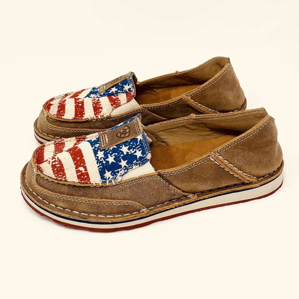 Ariat Women's Leather Suede Loafers Size 6 American Flag Style 10040359 - Picture 2 of 6